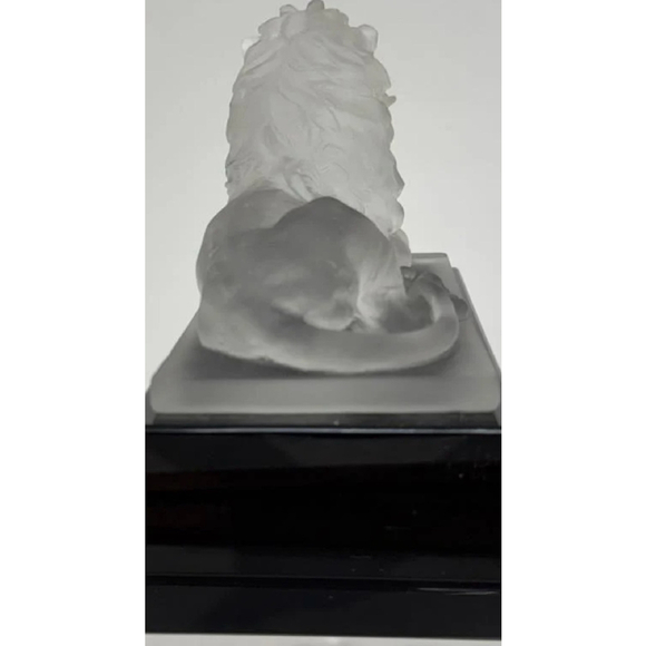 Vintage Versace Inspired Frosted Art Glass Lion Sculpture on Marble Base - Picture 4 of 8
